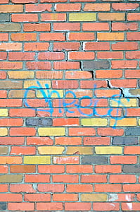 zeď, graffiti, cihly, Architektura, budova, barevné