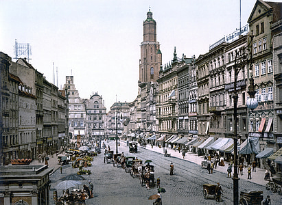 tirgus laukums, Elisabeth baznīca, Vroclava, Vroclavas gredzenu, Vroclava, Polija, photochrom