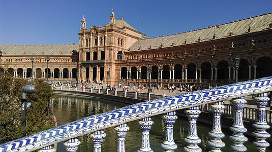 plaza, seville, palace, architecture, famous Place