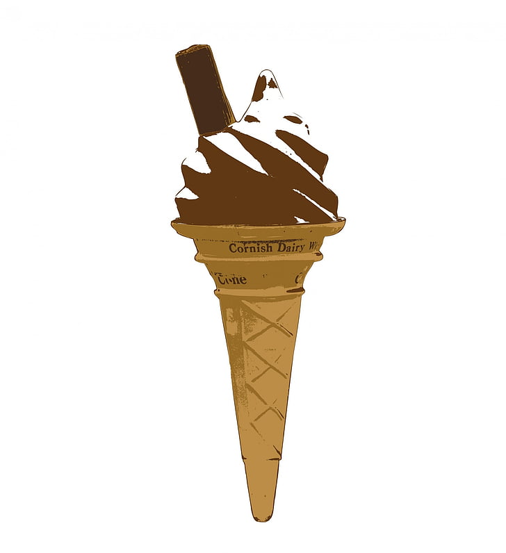 ice cream, ice cream cone, cone, chocolate, sauce, flake, treat