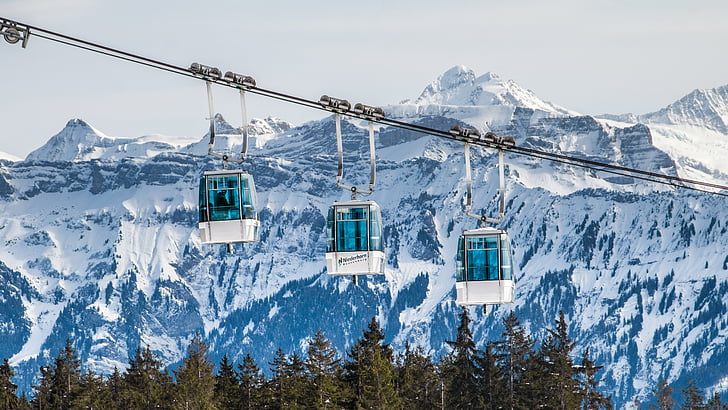 adventure, alpine, cable cars, cold, daylight, forest, zing