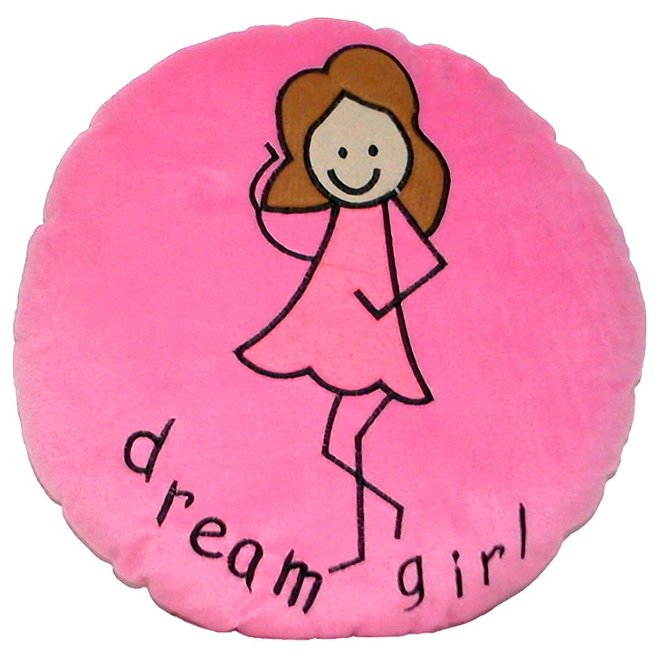 jastuk, djevojka, lutka, roza, ilustracija, slatka