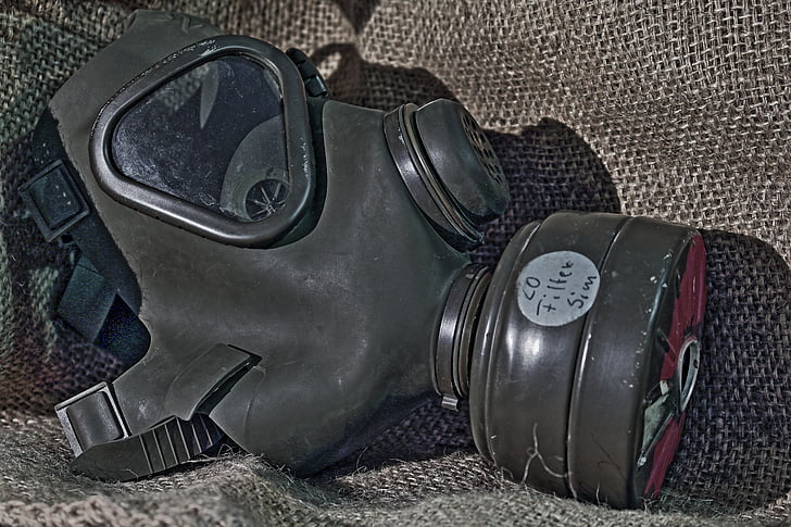 Plynová maska, Respiračná maska, darček, dych, jedovatý plyn, vojenské, vojna