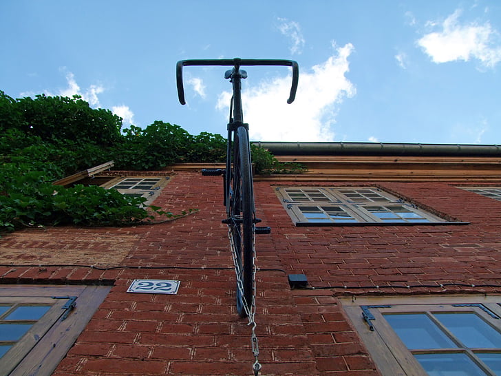 bike, hauswand, house facade, masonry