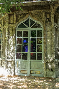 门, 老, 玻璃, 被遗弃, 木材, 旧门, 建筑