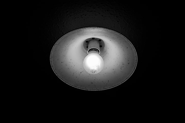luz, blanco y negro, bombilla de luz, iluminados, equipo de iluminación, electricidad, no hay personas