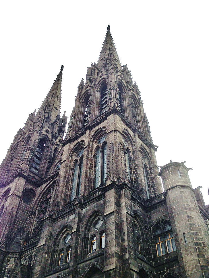 Clermont-Ferrand, Katedral, hitam, batu, arsitektur, Gothic, Gereja
