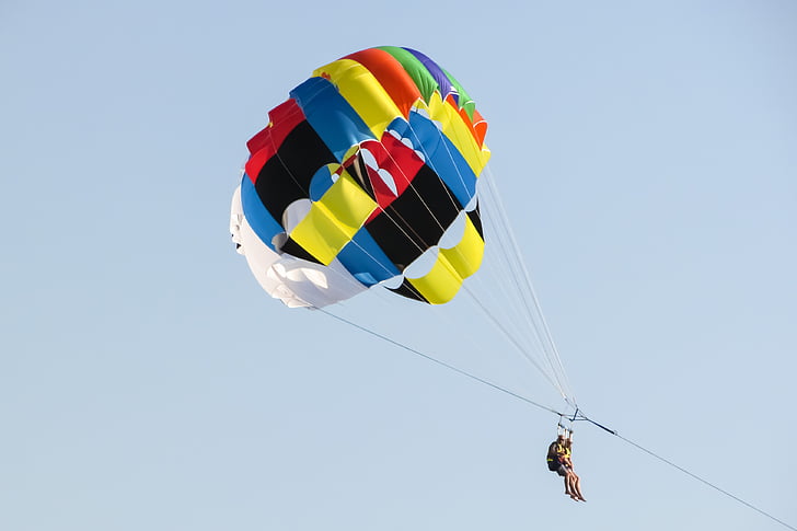 парашут, парапланеризъм, котка и мишка, балон, небе, спорт, дейност
