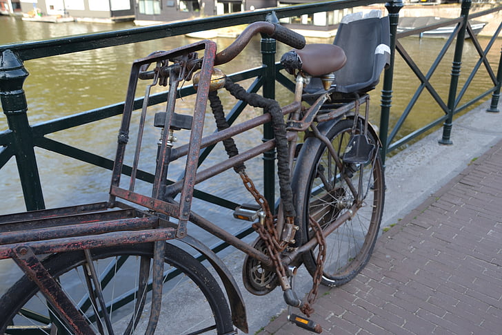 cykel, Gents cykler, trafik, drahtesel däck, rostig, avstängd