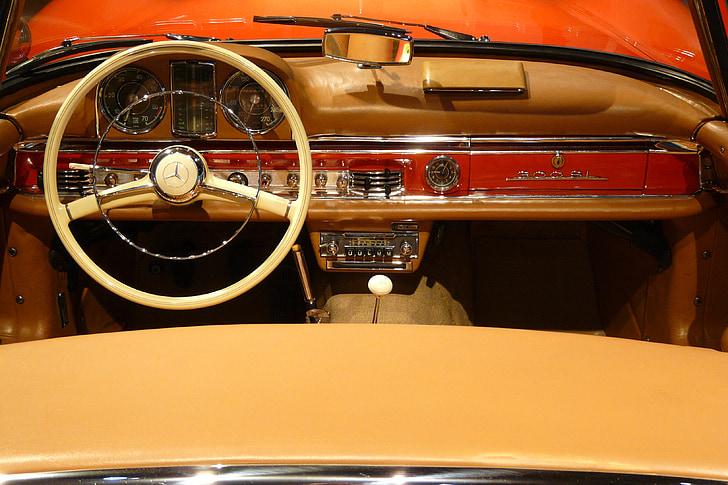 Auto-részlet, kormánykerék, Oldtimer, klasszikus, autó, Vintage autó, gyűjtői autó