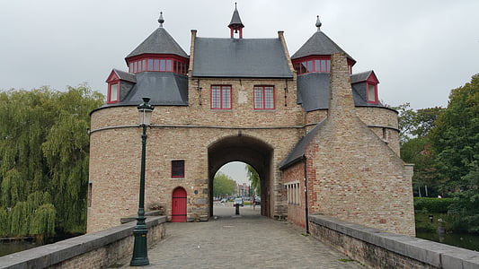 Bruges, Belgique, canal, Brugge, médiévale, point de repère, fort