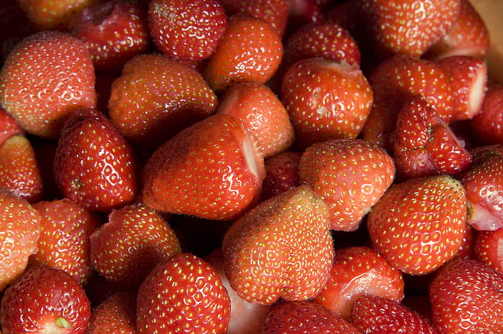 jahody, červená, trhu, chutné, ovocie, sladký, letné