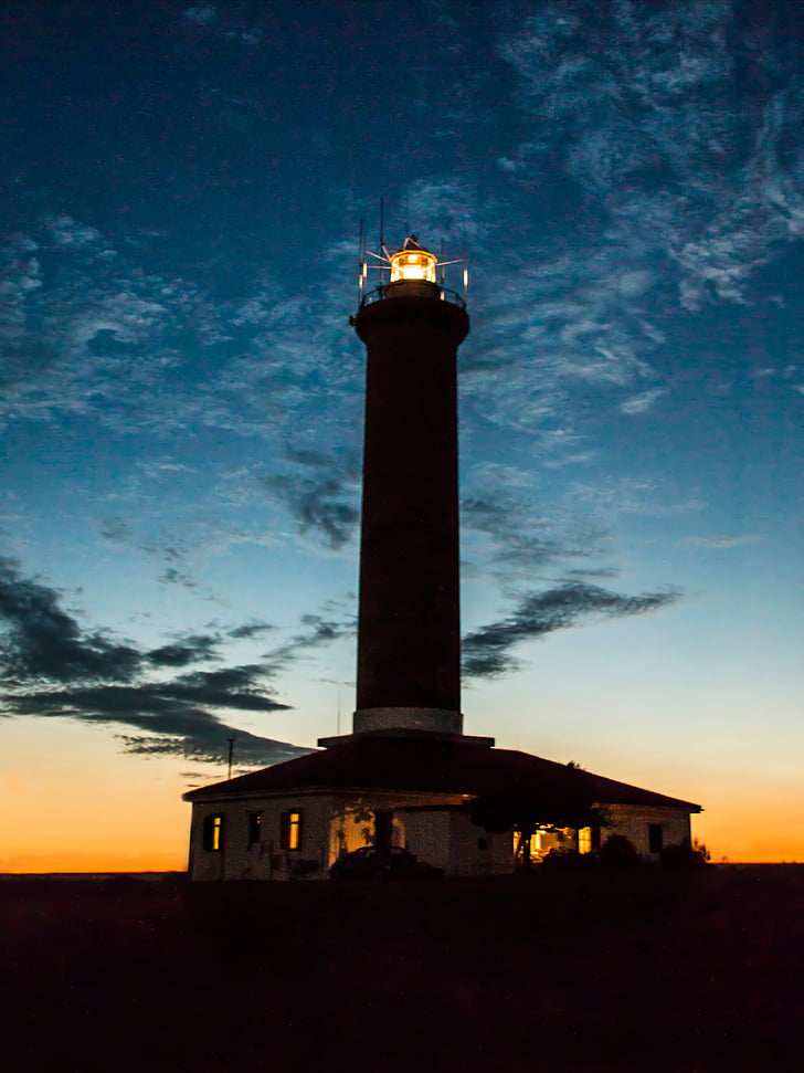 Lighthouse, noc, Čas, Nástenné, tmavé, západ slnka, Sky