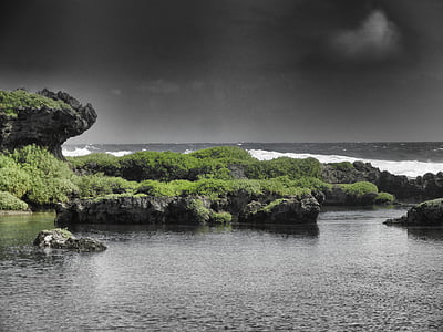 Guam, mer, océan, eau, roches, rocheux, Sky