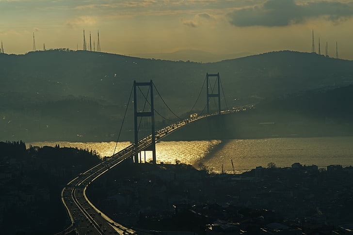 Istanbul, Turquia, horitzontal, paisatge, ciutat, urbà, Pont