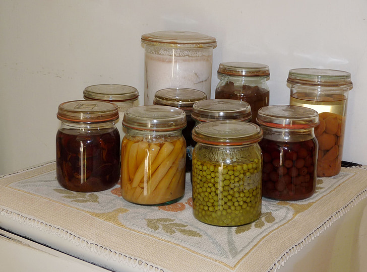 make a, jar, preserve, glass, vegetables, harvest, peas