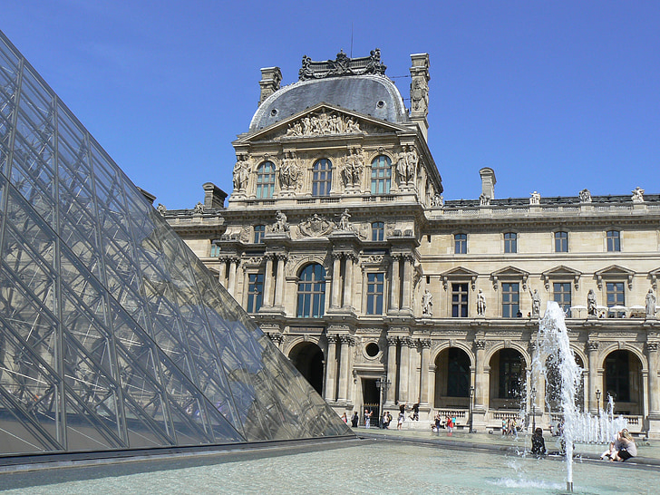 aizvirtņi, muzejs, Paris, Luvras muzejs, piramīda, vieta