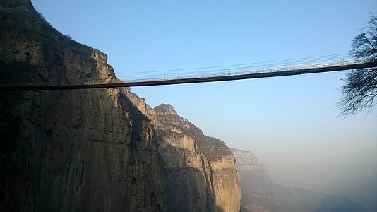 bridge, valley, mountain, long, dangerous