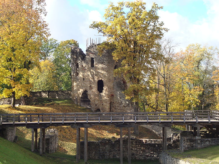 autumn, cesis castle, latvia, sunny