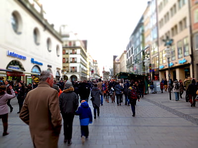 carrer comercial, Fra, compres, persones, zona de vianants, botigues, Centre
