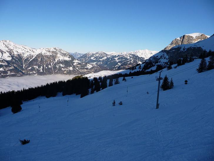 vùng Bernese oberland, Axalp, Brienz, tuyết, mùa đông, dãy núi, cảnh quan