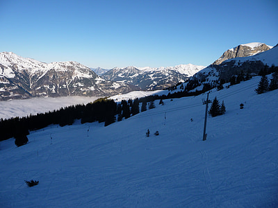 Bernese oberland, Axalp, Brienz, sníh, Zimní, hory, krajina