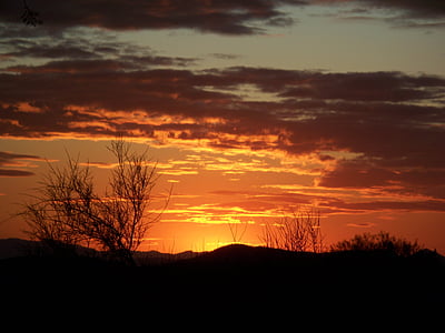 Arizona, zalazak sunca, krajolik, pustinja, Jugozapad, nebo, slikovit
