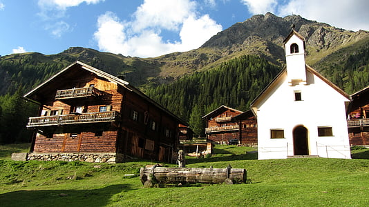 Bergdorf, góry, Alm, alpejskie chaty, Natura, krajobraz, dolinami Villgratental-osttirol