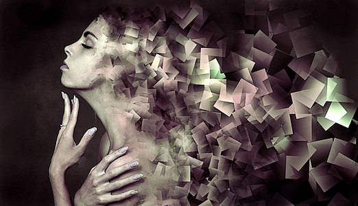 woman, cube, sensual, cubist, break up, nested, hands