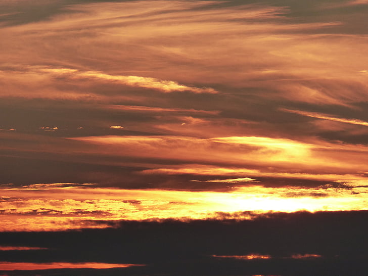 Západ slunce, obloha, mraky, slunce, večerní obloha, abendstimmung, soumrak