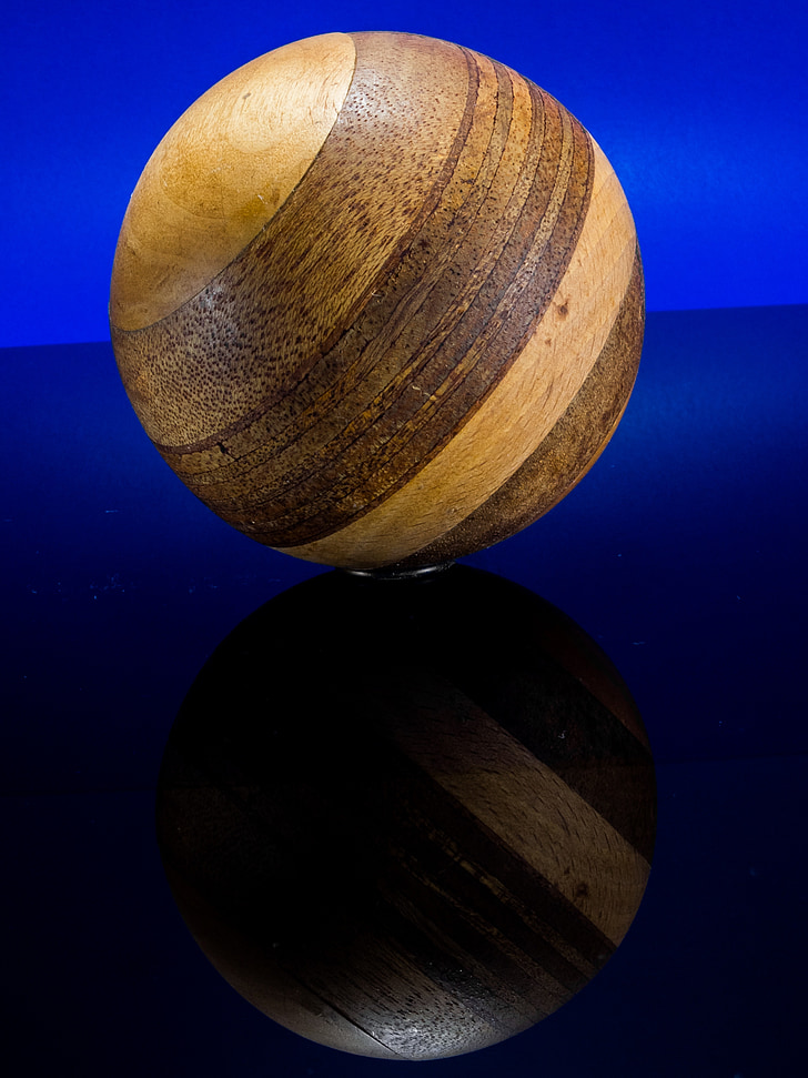 wooden ball, turned, hand labor