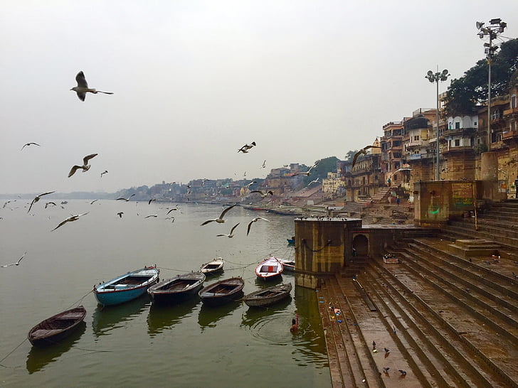Varanasi, Ghats, Indien, floden, hinduiska, Ganges, resor
