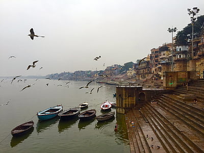 Varanasi, Ghaty, Indie, Rzeka, Hinduski, Ganges, podróży