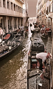 Venedig, Gondola, Canal, Gondolier, Venezia, arkitektur, Venedig - Italien