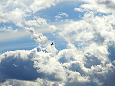 selgelflieger, glider, pesawat, langit, awan, bentuk awan, dramatis