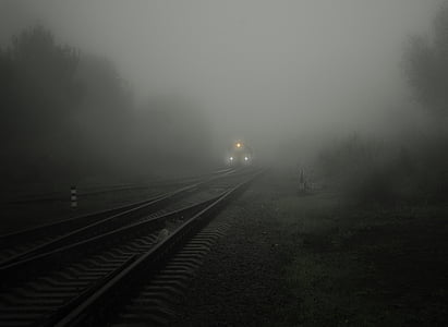sis, Tren, Işıklar, Bill, görünüyordu, yumuşak, devre