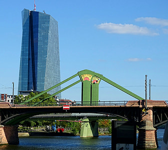 Bridge, Frankfurt, tärkein, River, arkkitehtuuri, Skyline, rakennus