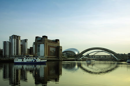 Newcastle, řeka, Tyne, Baltské, Most, Gateshead, Anglie