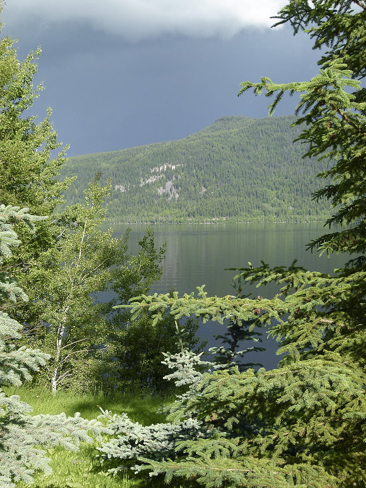 tempestad de truenos, tiempo en, Canim lake, columbia británica, Canadá, paisaje, paisaje