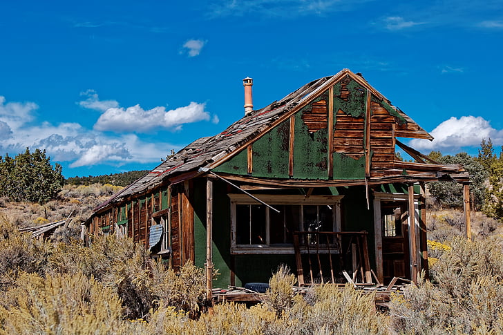 nevada, usa, ione, leave, ghost town, blue, sky