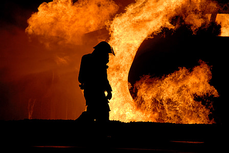 firefighter, training, live, fire, controlled, protection, danger