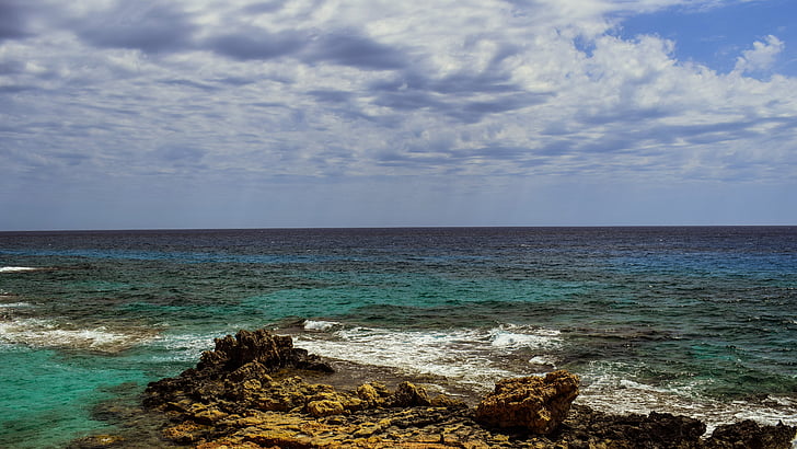 costa rocosa, Mar, cel, núvols, natura, marí, paisatge