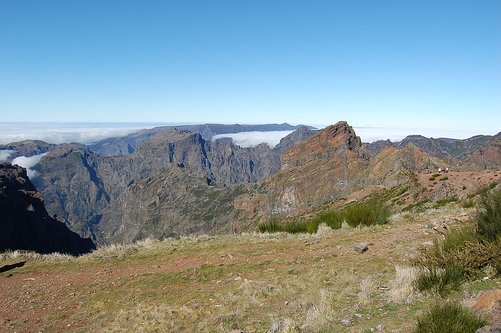 Madera, Berge, Wolken, Pico ruivo, Landschaft, Nach oben, Blick