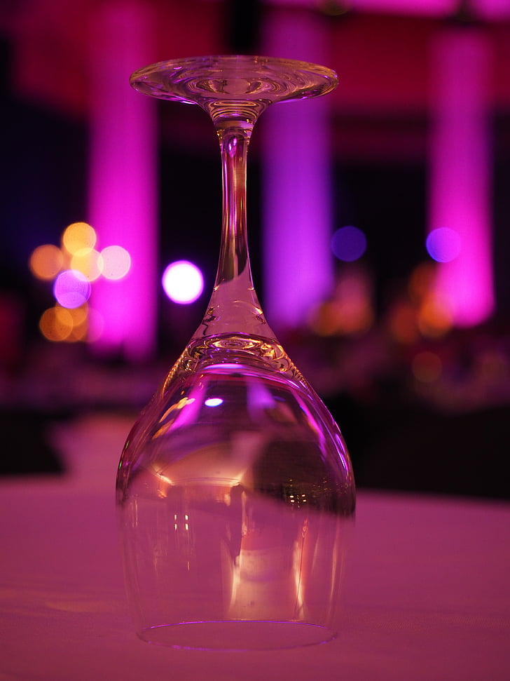 glas, wijnglas, dekking, decoratie, Ballroom, tafel cover, romantische