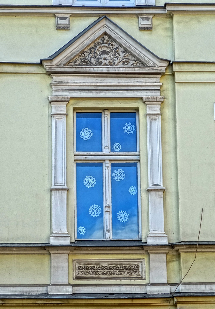Bydgoszcz, ablak, dekor, homlokzat, történelmi, épület, építészet