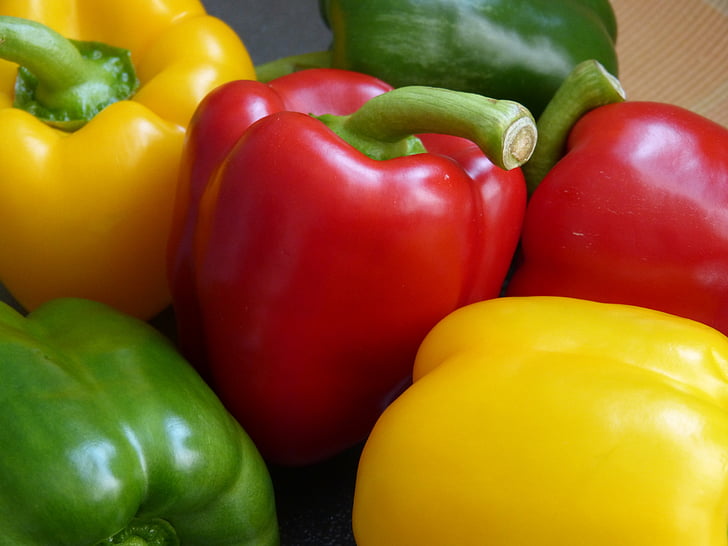 makro, Stäng, paprika, grönsaker, gul, makrofotografering, röd