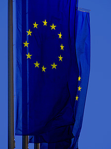 zila, emblēma, atpazīt, Eiropa, Eiropas karogs, karogs, plandīšanās