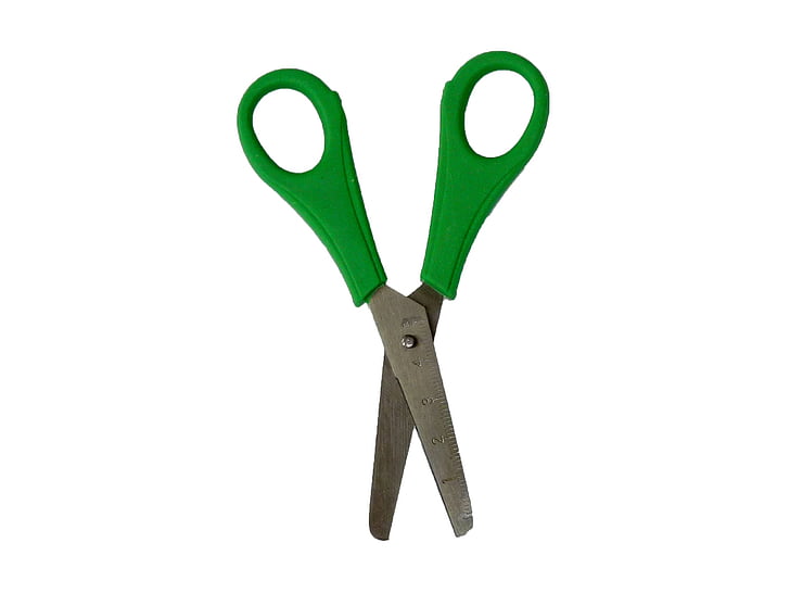 scissors, green, grey, stationery