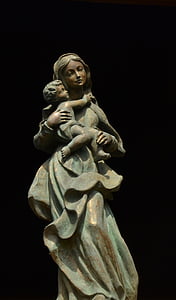 Maria, Christus, afbeelding, standbeeld, religie, kerk