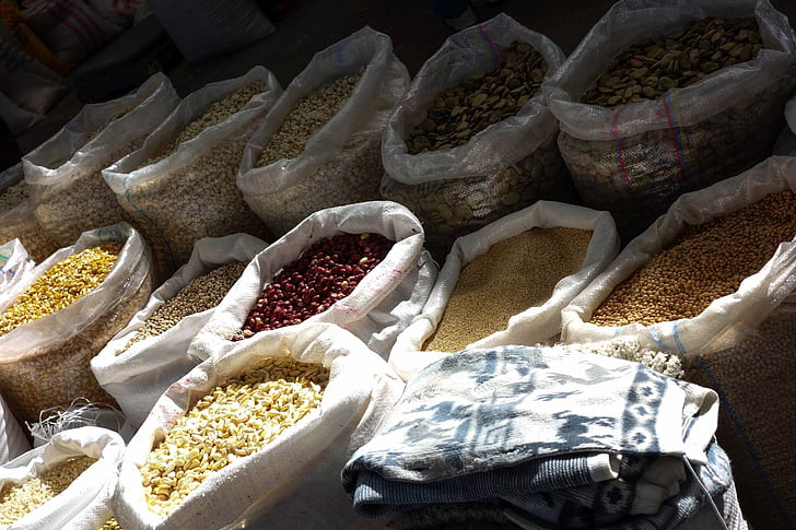 kukurydza, przyprawy, Bazar, rynku, jedzenie